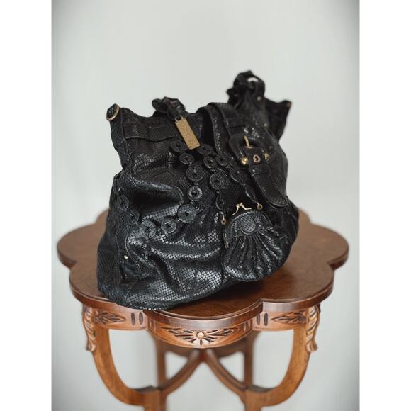 Lockheart Black Bag Leather Satchel / Handbag / Retro Boho / Discontinued #0053 - Picture 4 of 9